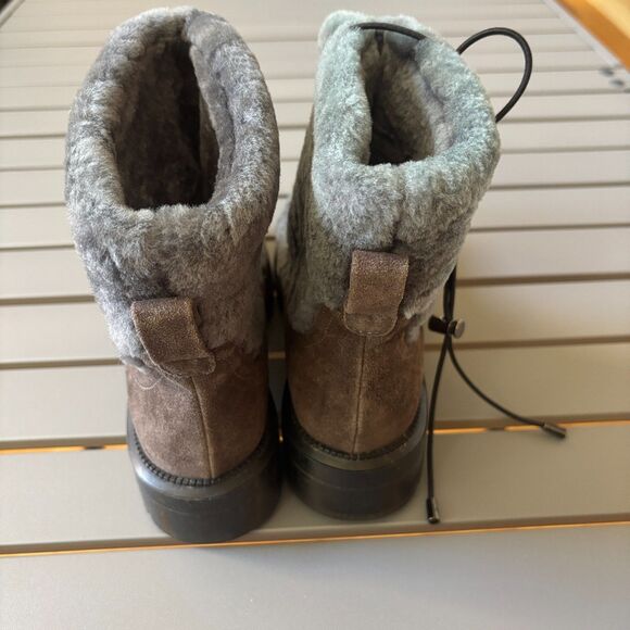 Aquatalia Lorena Winter Snow Boots Womens 6 Gray Suede Shearling Lined Lace-Up - Picture 10 of 10